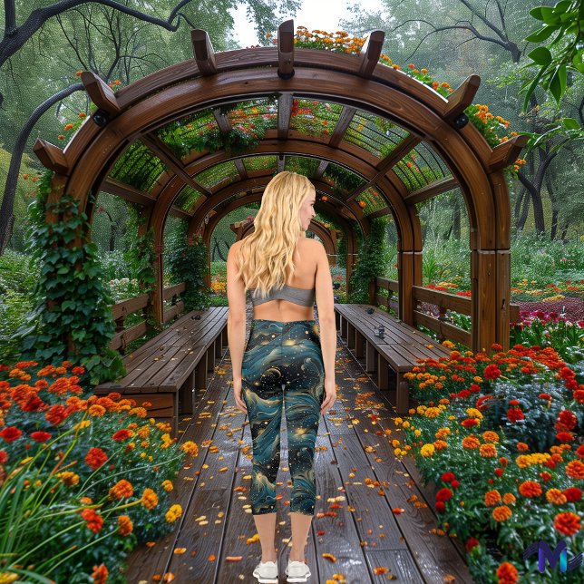 Stellar Waves: Cosmic Flow and Starry Night Design Capri Leggings (Creator Uploaded)