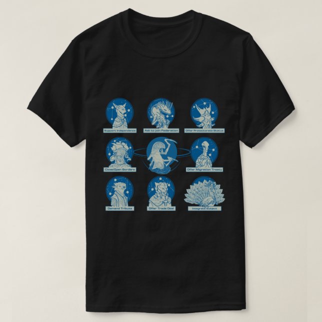 Stellaris Leviathan and other species.   T-Shirt (Design Front)