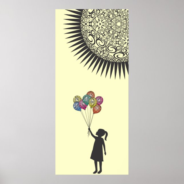 StellaRoot Dreaming Girl Balloons Under the Sun Poster (Front)