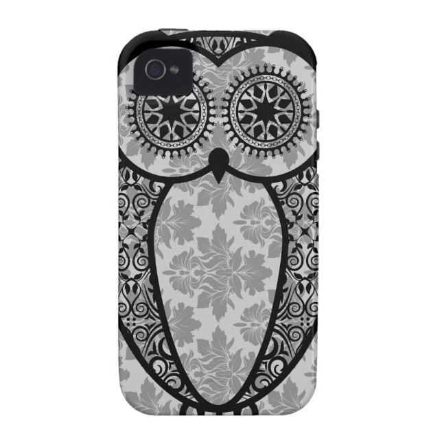StellaRoot Hootie Owl Damask Case-Mate iPhone Case (Back)
