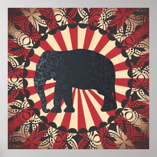 StellaRoot Vintage Circus Elephant Free Mandarin Poster (Front)