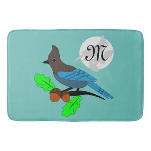 Steller Blue Jay Monogram Bath Mat
