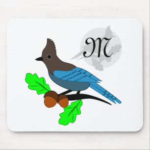 Steller Blue Jay Monogram Mouse Mat
