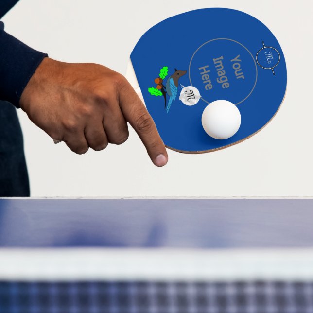 Steller Blue Jay Monogram Ping Pong Paddle (Insitu)