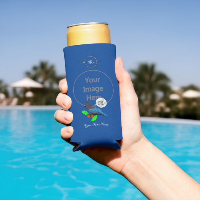 Steller Blue Jay Monogram Seltzer Can Cooler (In Situ Pool)