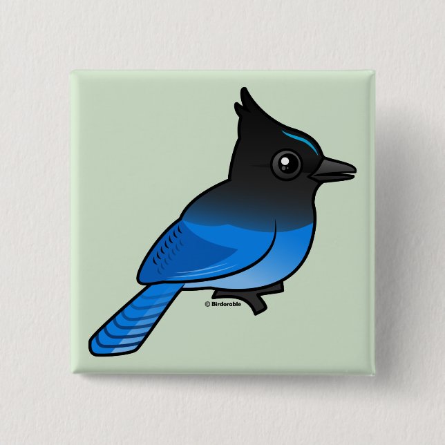 Steller's Jay 15 Cm Square Badge (Front)