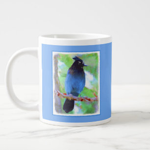 Steller's Jay 2 Painting - Original Bird Art Large Coffee Mug