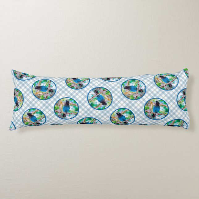Steller's Jay in Forest Original Photograph Body Cushion (Front)