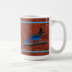 Steller's Jay On Inner Birch Bark Coffee Mug