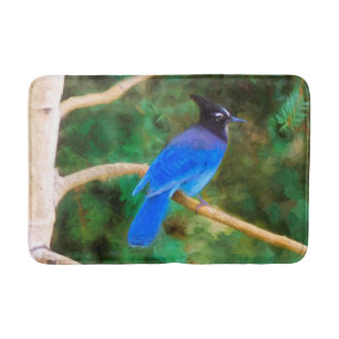 Steller's Jay Painting - Original Bird Art Bath Mat
