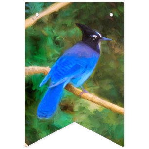 Steller's Jay Painting - Original Bird Art Bunting