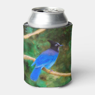 Steller's Jay Painting - Original Bird Art Can Cooler