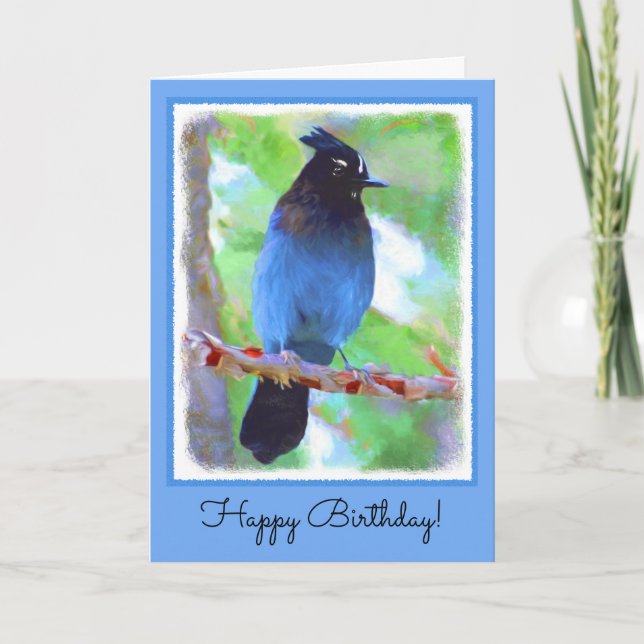 Steller's Jay Painting - Original Bird Art Card (Front)