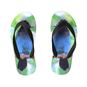 Steller's Jay Painting - Original Bird Art Kid's Flip Flops