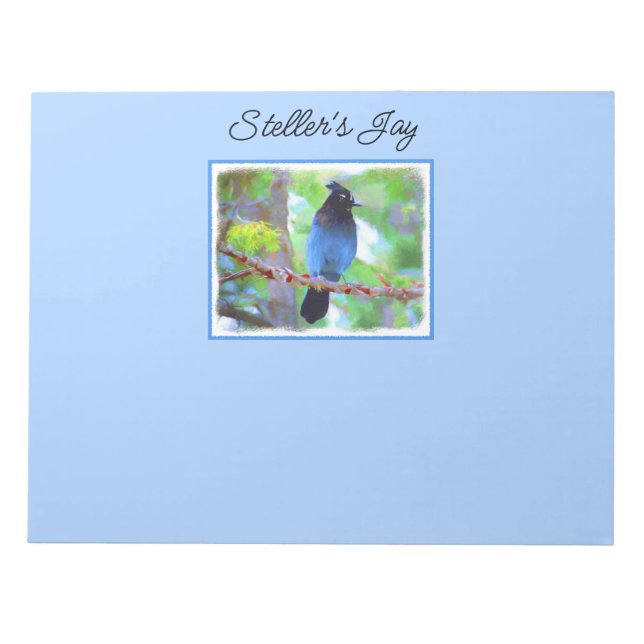 Steller's Jay Painting - Original Bird Art Notepad (Front)