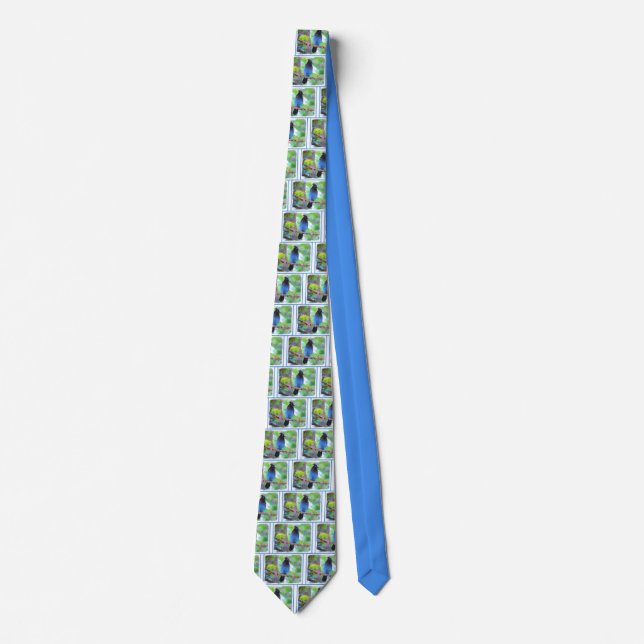Steller's Jay Painting - Original Bird Art Tie (Front)