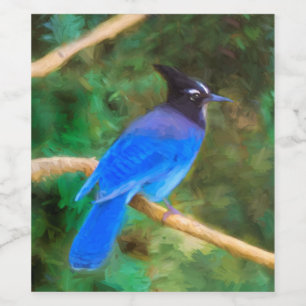 Steller's Jay Painting - Original Bird Art Wine Label