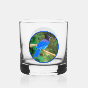 Steller's Jay Painting - Original Wild Bird Art Whiskey Glass