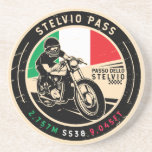 Stelvio Pass | Passo Dello Stelvio | Motorcycle Coaster<br><div class="desc">Stelvio Pass done in a vintage,  distressed style emblem. It is a famous mountain pass found along the Eastern Alps in Italy.</div>