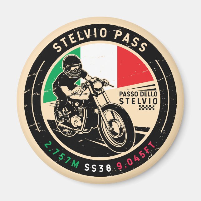 Stelvio Pass | Passo Dello Stelvio | Motorcycle Magnet (Front)