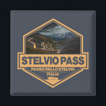 Stelvio Pass Passo Dello Stelvio Travel Art Badge Magnet<br><div class="desc">Stelvio Pass done in a vintage style emblem. It is a famous mountain pass found along the Eastern Alps in Italy.</div>