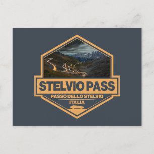 Stelvio Pass Passo Dello Stelvio Travel Art Badge Postcard