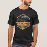 Stelvio Pass Passo Dello Stelvio Travel Art Badge T-Shirt<br><div class="desc">Stelvio Pass done in a vintage style emblem. It is a famous mountain pass found along the Eastern Alps in Italy.</div>