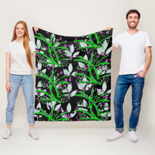 Stem And Floral  Fleece Blanket