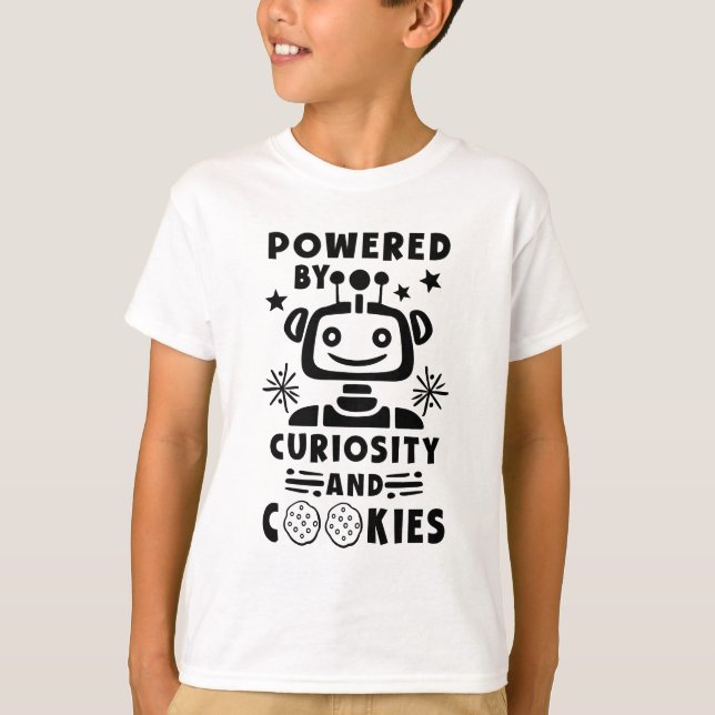 STEM Boys Girls Powered by Cookies Robot Tshirt (Front)