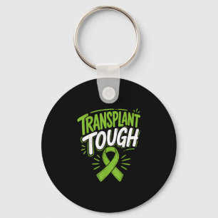 Stem cell transplant green awareness ribbon key ring