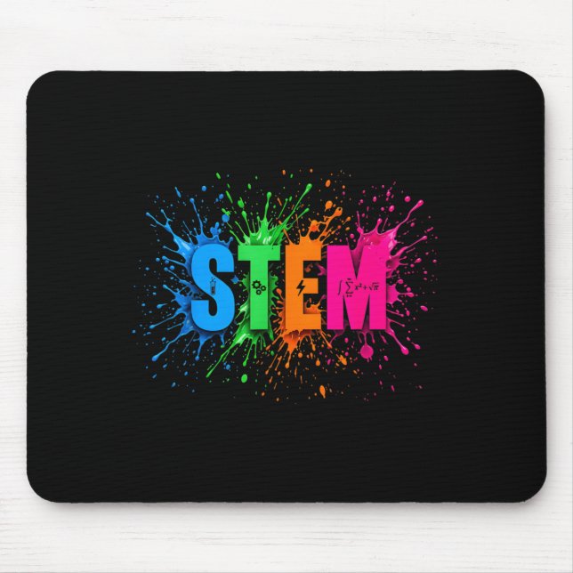 STEM Colourful Paint Splash Science Engineering Mouse Mat (Front)