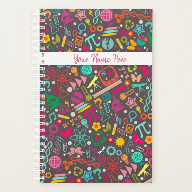 STEM Girls Rock School Pattern Grey Planner (Front)