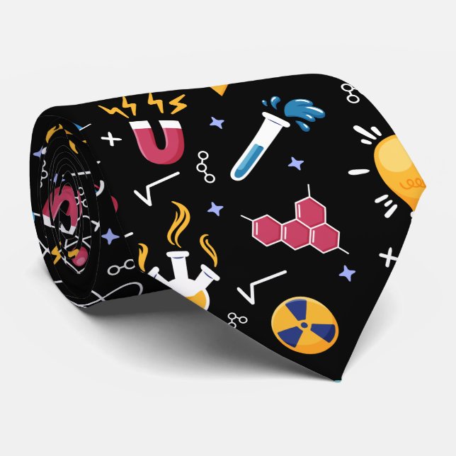 STEM icons pattern: science, engineering, etc. Tie (Rolled)