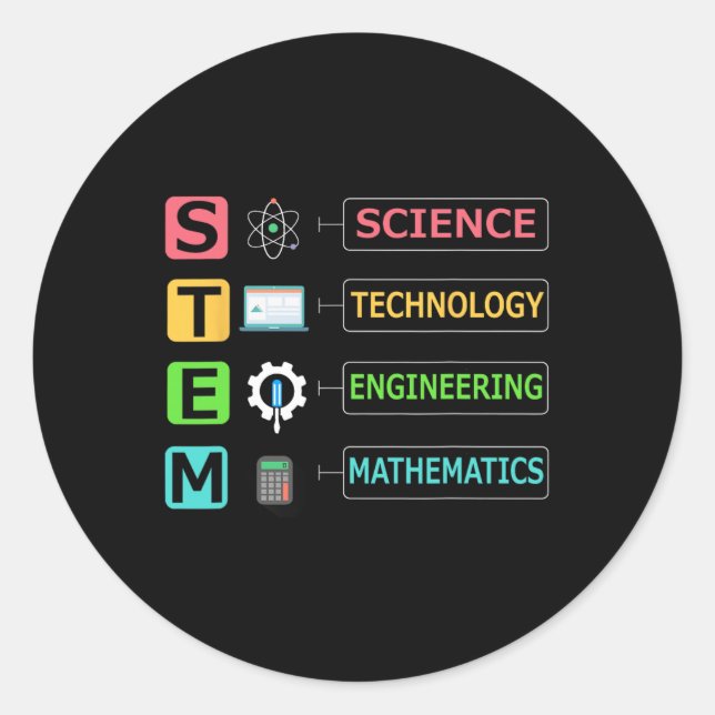 Stem Science Technology Engineering Math Teacher G Classic Round Sticker (Front)