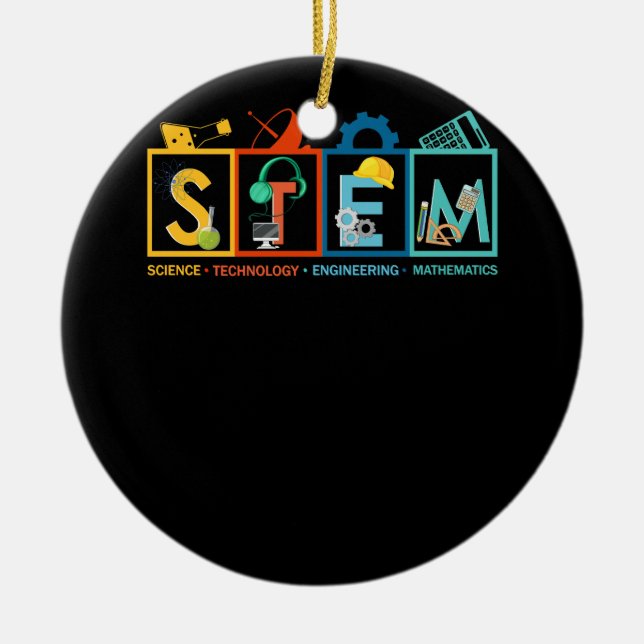 STEM Science Technology Engineering Math Teacher S Ceramic Tree Decoration (Front)
