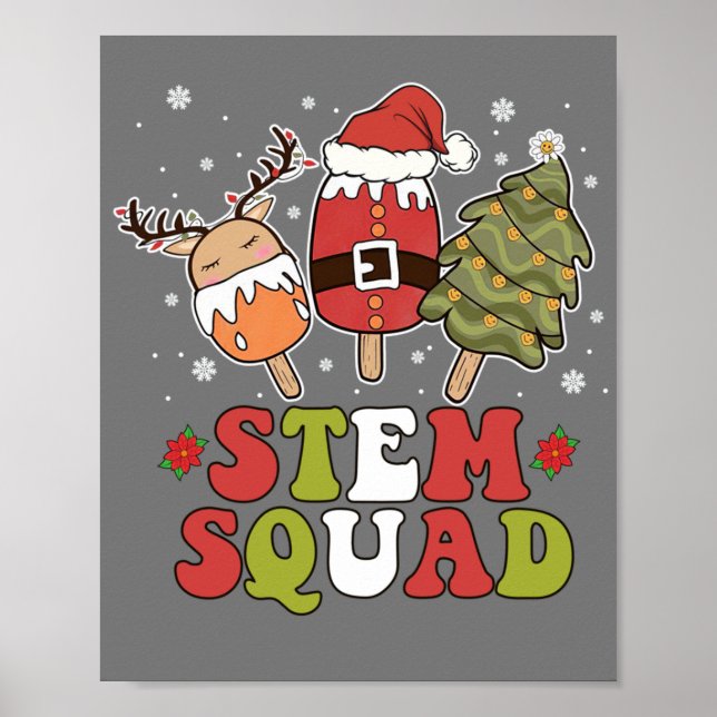 STEM Squad Reindeer Santa Tree Ice Cream Christmas Poster (Front)