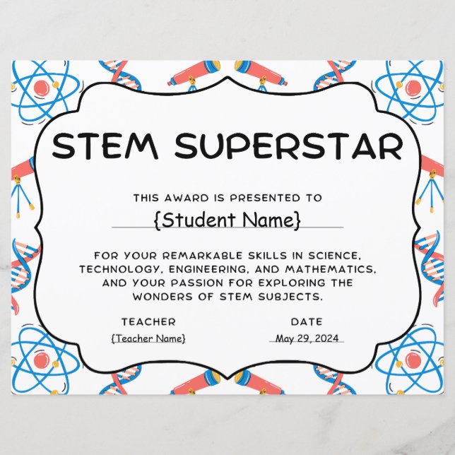 STEM Superstar Student Recognition Award (Front)