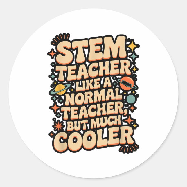 Stem Teacher Definition Funny Science Math Tech Te Classic Round Sticker (Front)