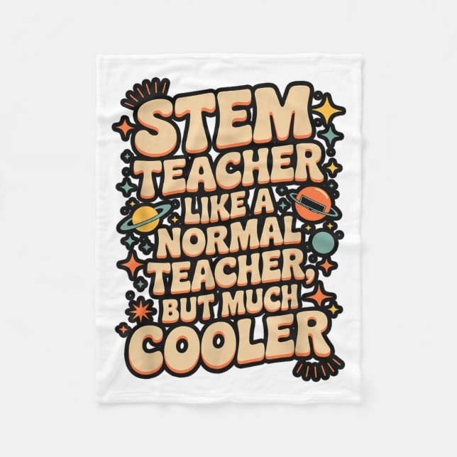 Stem Teacher Definition Funny Science Math Tech Te Fleece Blanket (Front)