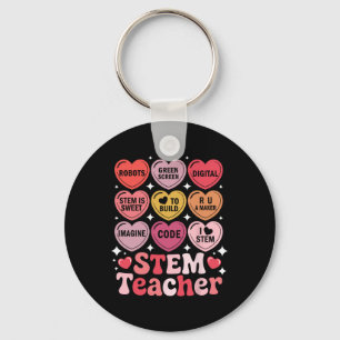 Stem Teacher Valentine's Day Science Technology Ma Key Ring