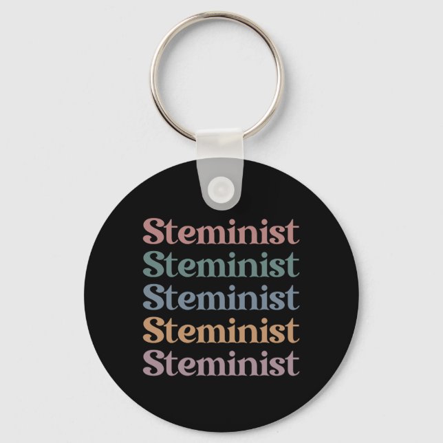 Steminist Retro Women In STEM Key Ring (Front)