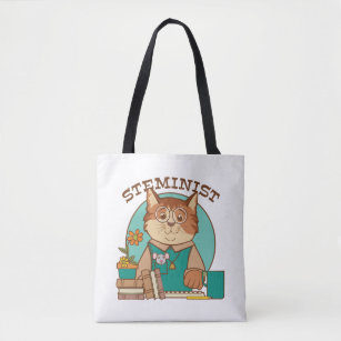 Steminist Science Technology Women Cat Tote Bag