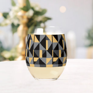Stemless Modern Geometric Wine Glass