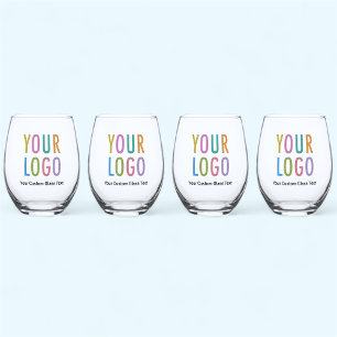 Stemless Wine Glass Set with Logo Bulk No Minimum