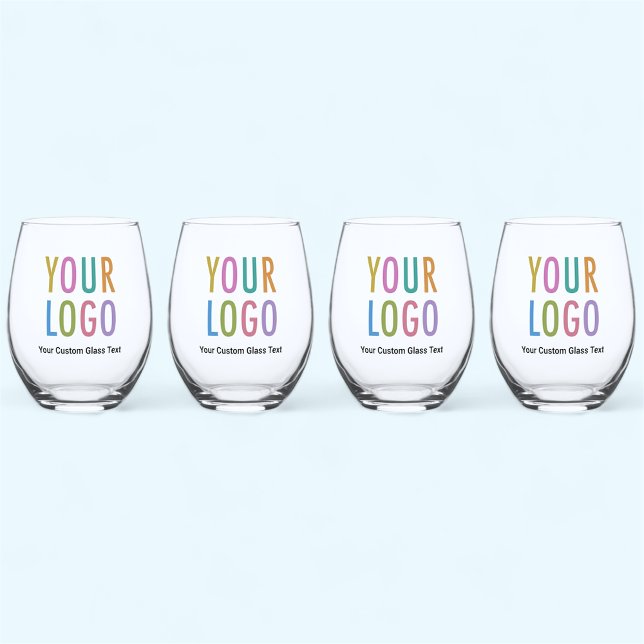 Stemless Wine Glass Set with Logo Bulk No Minimum (MISOOK 16 oz Stemless Wine Glass Set of 4 with Logo)