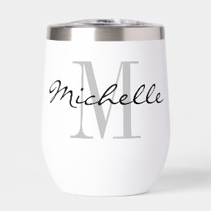 Stemless wine tumbler glass with custom monogram