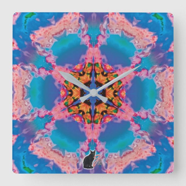 Stemma Kaleidoscope Square Wall Clock (Front)