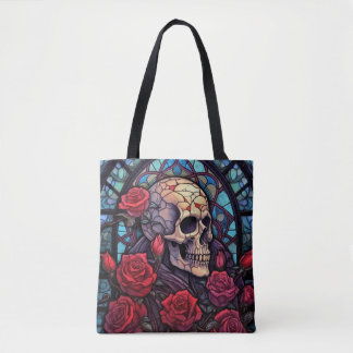 Stems and Stones Skull and Roses Tote Bag