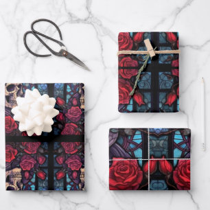 Stems and Stones Skull & Roses Wrapping Paper Sheet