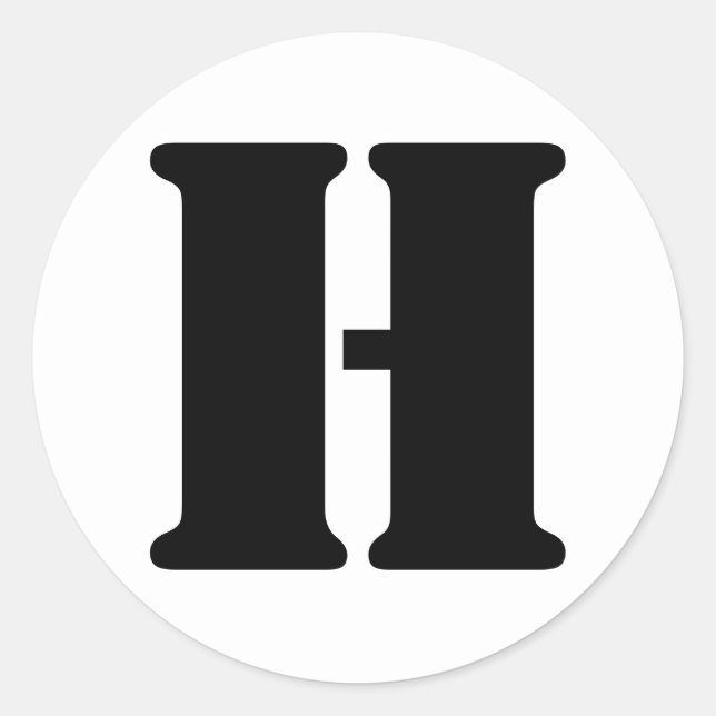 Stencil Alphabet by Janz Letter H White Classic Round Sticker (Front)